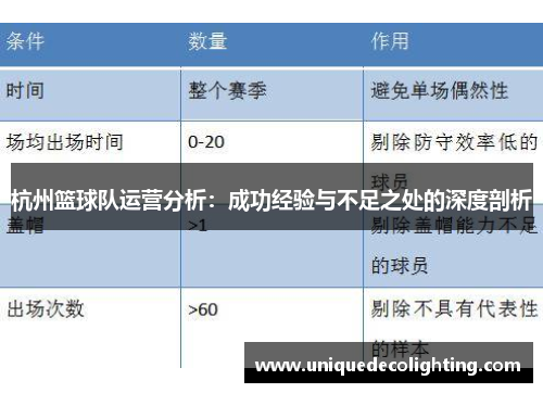 杭州篮球队运营分析：成功经验与不足之处的深度剖析